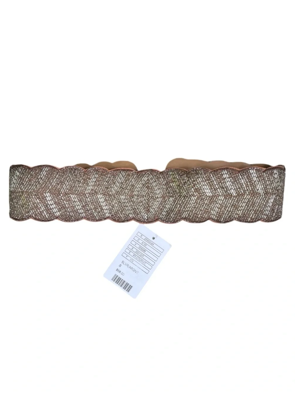 NWT Anthropologie Jasper & Jeera Corset Brown Leather Beaded Boho Belt, Sz Small